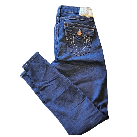 Vintage Y2K True Religion Dark Wash Horseshoe Pocket Jeans Womens Size 27 - Picture 12 of 12